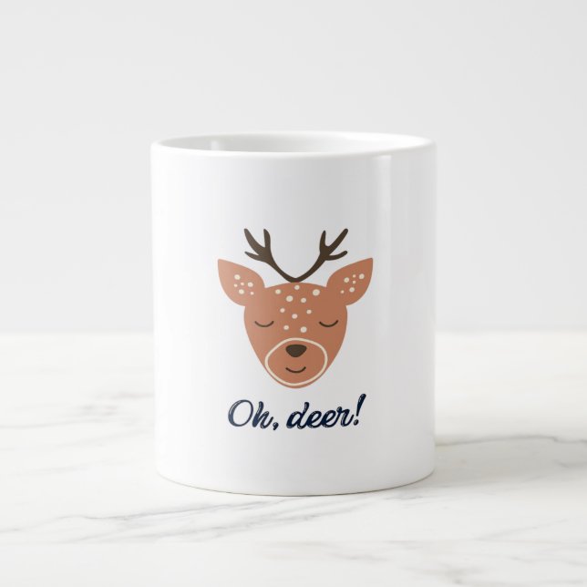Oh Deer Deer Love Save The Deer Creative Design  Large Coffee Mug (Front)