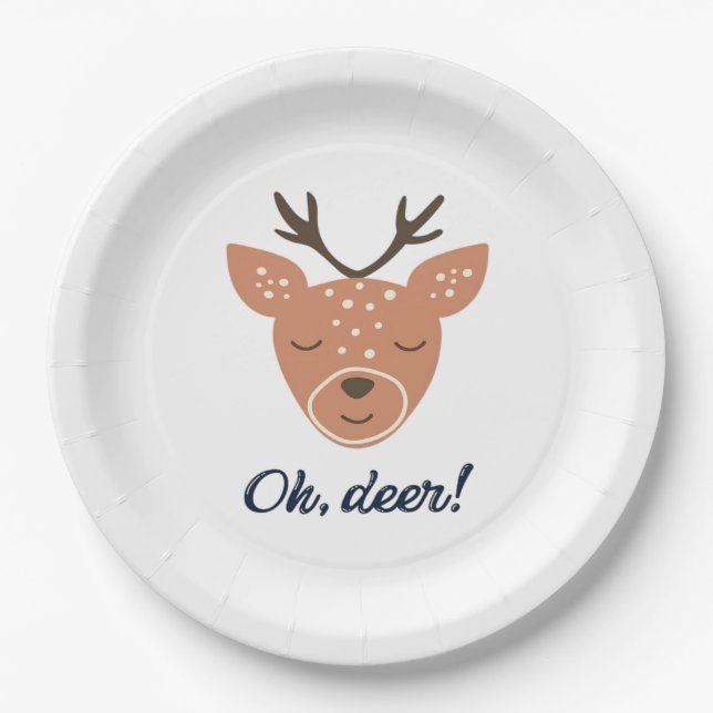 Oh Deer Deer Love Save The Deer Creative Design Paper Plate (Front)