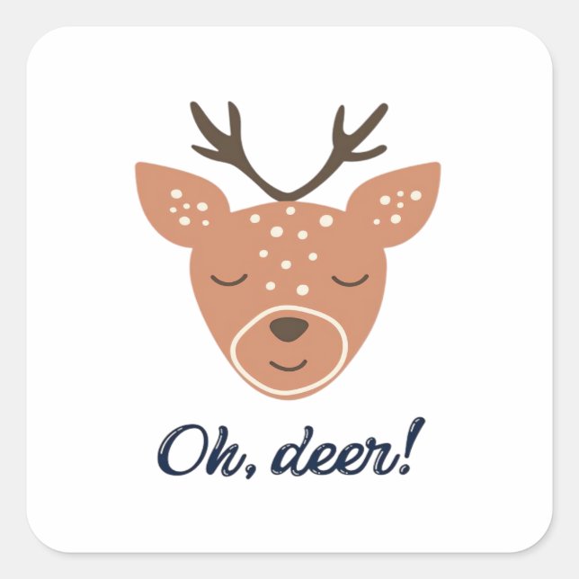 Oh Deer Deer Love Save The Deer Creative Design  Square Sticker (Front)