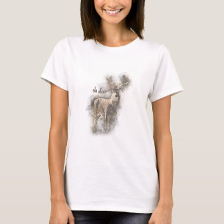 Oh Deer - Deer Watercolor Illustration T-Shirt