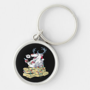 Oh Deer Drunk Reindeer Celebrating Christmas Festi Key Ring