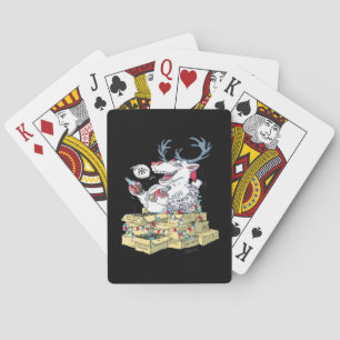 Oh Deer Drunk Reindeer Celebrating Christmas Festi Playing Cards