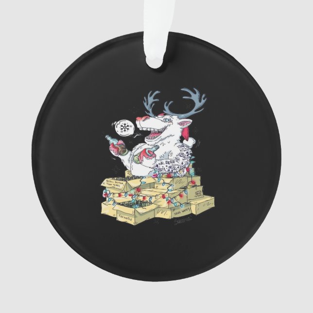 Oh Deer Drunk Reindeer CelebratingAcrylic Ornament (Front)