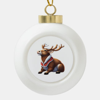 Oh Deer Energetic Modern Design Ceramic Ball Christmas Ornament
