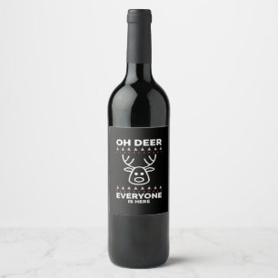 Oh Deer Everyone Is Here Modern Style Wine Label