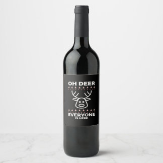 Oh Deer Everyone Is Here Modern Style Wine Label