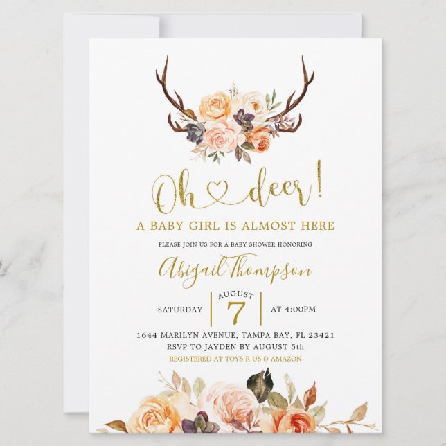 Oh Deer Fall Baby Shower Invitation (Front)