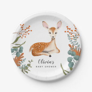 Oh Deer Fall Foliage Baby Shower Paper Plate