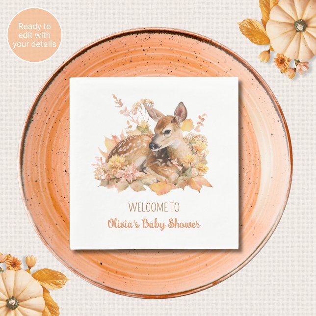 Oh Deer Fall Themed Baby Shower Napkins (Creator Uploaded)