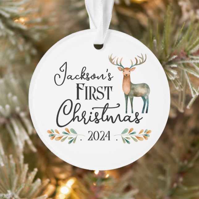 Oh Deer First Christmas Photo Ornament (Tree)