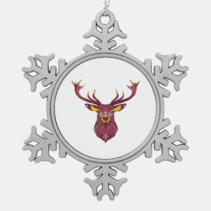 Oh Deer Fresh Modern Design Snowflake Pewter Christmas Ornament
