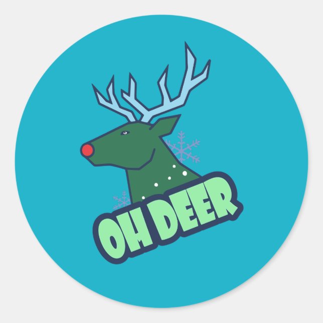 OH DEER Funny Christmas Reindeer Classic Round Sticker (Front)
