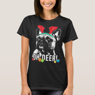 Oh Deer Funny French Bulldog Xmas T-Shirt
