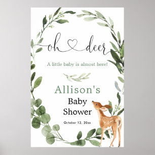 Oh deer gender neutral baby shower welcome poster