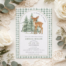 Oh Deer Gender Neutral Green Gingham Baby Shower