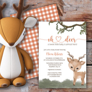 Oh Deer gender neutral woodland baby shower Invitation