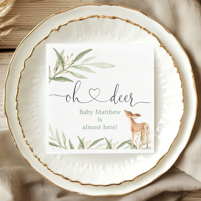 Oh deer gold greenery deer baby shower napkin (Creator Uploaded)