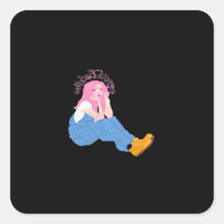 Oh Deer Graphic Artistic Design Square Sticker