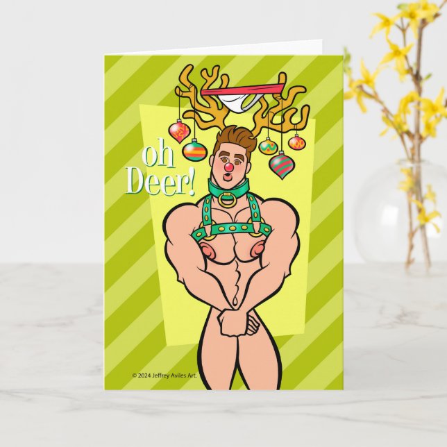 Oh Deer Hunk  Card (Yellow Flower)