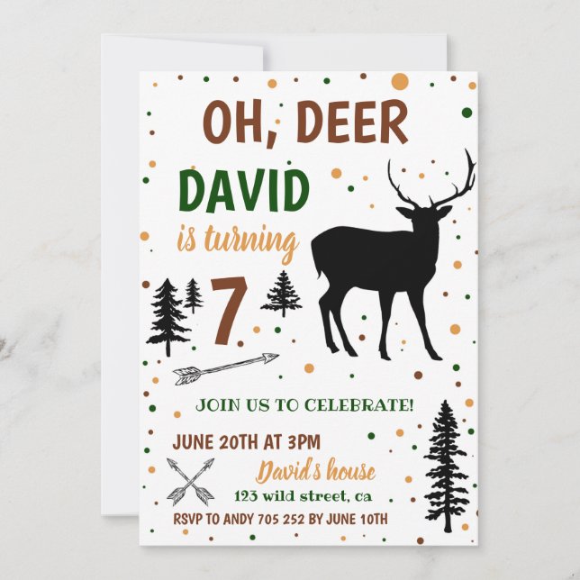 Oh Deer Hunting Boy Birthday Invitation (Front)