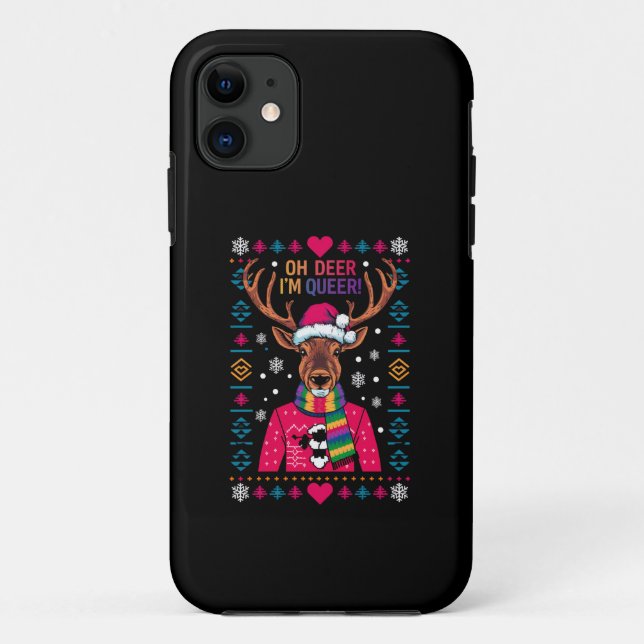 Oh Deer I'm Queer LGBT LGBTQ Gay Pride Ugly Xmas Case-Mate iPhone Case (Back)