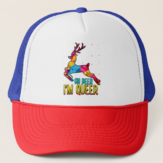 Oh Deer I'm Queer LGBT Pride Month  Trucker Hat (Front)