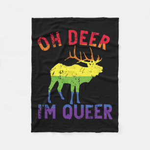Oh Deer Im Queer Rainbow Lgbt Gay Pride Panual Les Fleece Blanket