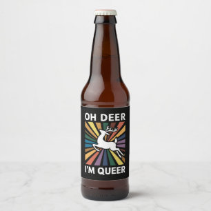Oh Deer I'm Queer Rainbow LGBT Pride Gay Lesbian Beer Bottle Label