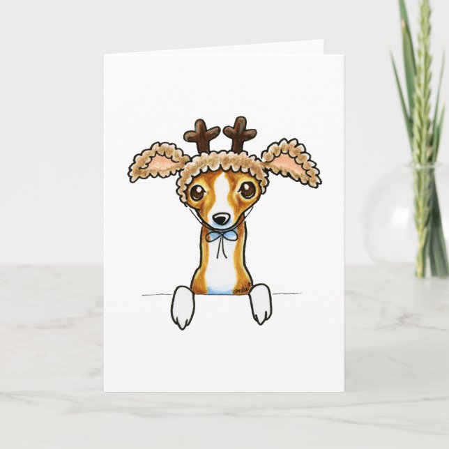 Oh Deer Italian Greyhound Holiday Card (Front)