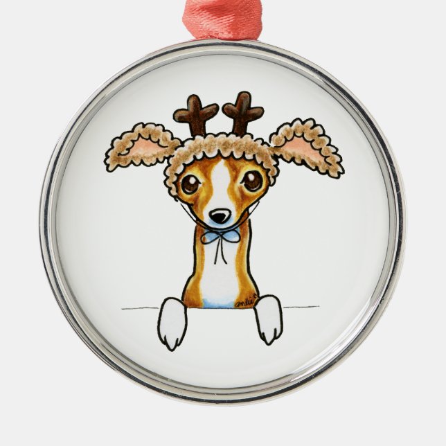 Oh Deer Italian Greyhound Metal Tree Decoration (Front)