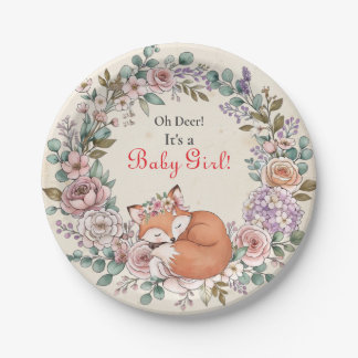 Oh Deer, It's a Baby Girl | Baby Shower Paper Plate