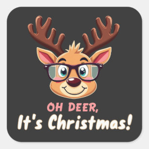 Oh Deer, It's Christmas: A Whimsical Holiday Party Square Sticker