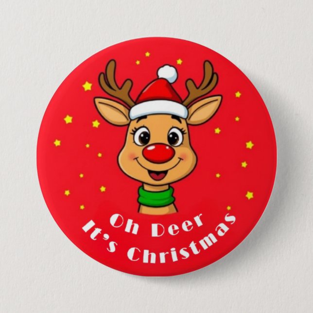 Oh Deer It's Christmas Button (Front)
