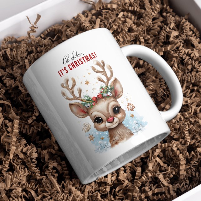 Oh Deer, It's Christmas! Cute Reindeer Mug (Creator Uploaded)
