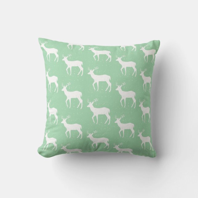 Oh Deer, it's Christmas [green] - Throw Pillow (Front)