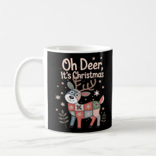 Oh Deer Its Christmas Miniature Patchwork Squares Coffee Mug