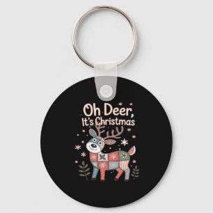 Oh Deer Its Christmas Miniature Patchwork Squares Key Ring