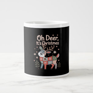 Oh Deer Its Christmas Miniature Patchwork Squares Large Coffee Mug