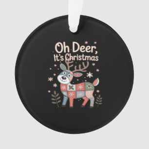 Oh Deer Its Christmas Miniature Patchwork Squares Ornament