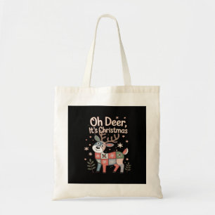 Oh Deer Its Christmas Miniature Patchwork Squares Tote Bag