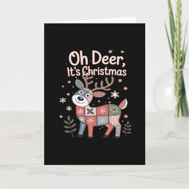 Oh Deer Its Christmas MiniaturFolded Greeting Card (Front)