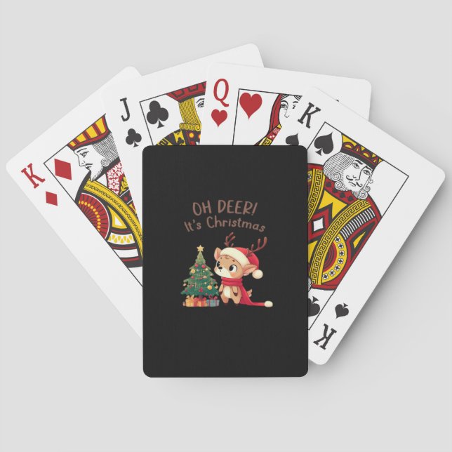 Oh Deer Its Christmas Modern Aesthetic Style  Playing Cards (Back)