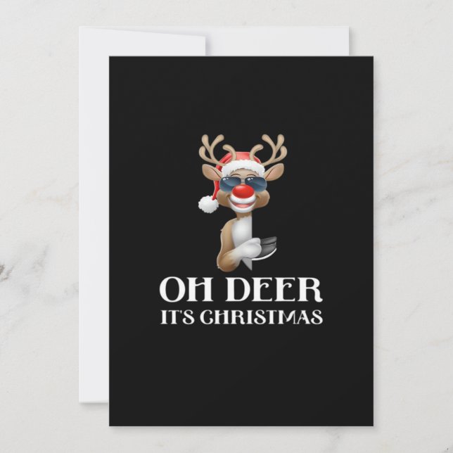 Oh Deer Its Christmas Reindeer Style Holiday Card (Front)