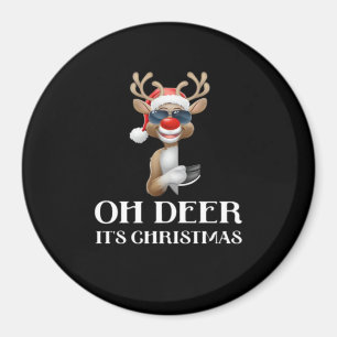 Oh Deer Its Christmas Reindeer Style Magnet