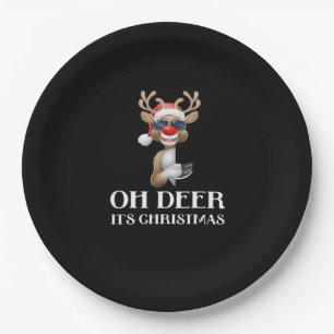 Oh Deer Its Christmas Reindeer Style Paper Plate