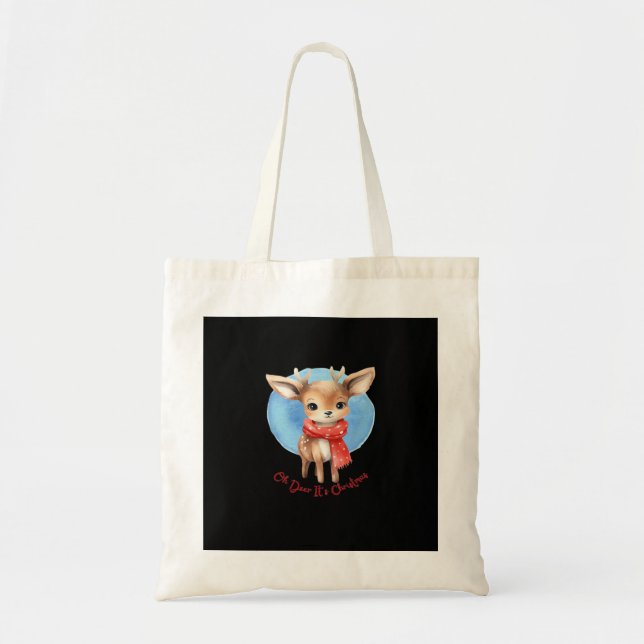 Oh Deer Its Christmas Retro Classic DesignTote Bag (Front)