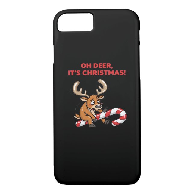 Oh Deer Its Christmas Stressed Reindeer With Sweet Case-Mate iPhone Case (Back)