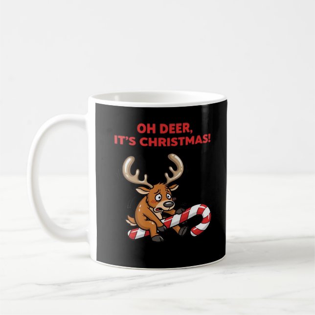 Oh Deer Its Christmas Stressed Reindeer With Sweet Coffee Mug (Left)