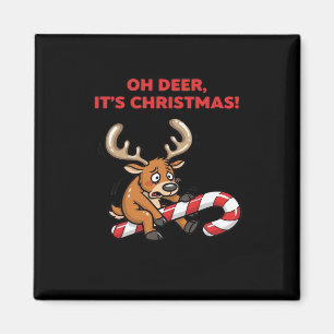 Oh Deer Its Christmas Stressed Reindeer With Sweet Magnet
