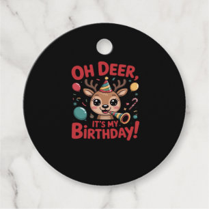 Oh Deer Its My Birthday Cute Reindeer Festive Styl Favour Tags